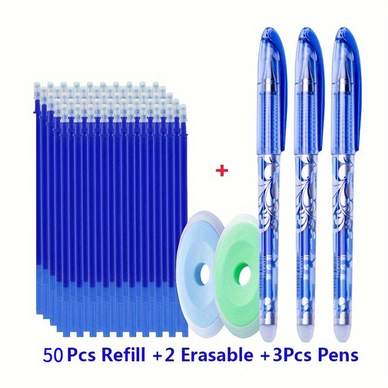 50pcs Erasable Gel Pens -0.5mm Point - Heat &Rub Resistant - Ideal for School & Office Use (30 Refills+3 Pens+2 Eraser)
