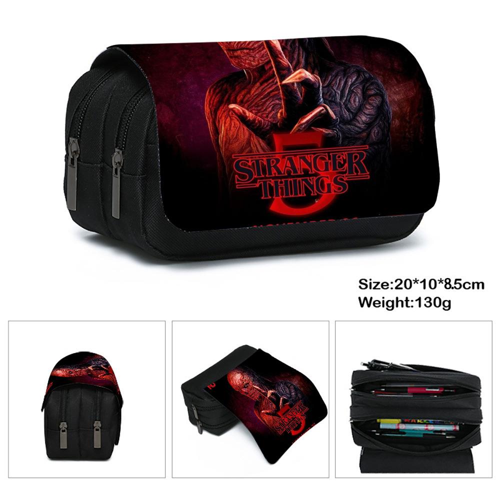 Stranger Things 5 Pencil Case, Large Capacity Multi-Layer Storage, Wear-Resistant Oxford Cloth Student Stationery Bag