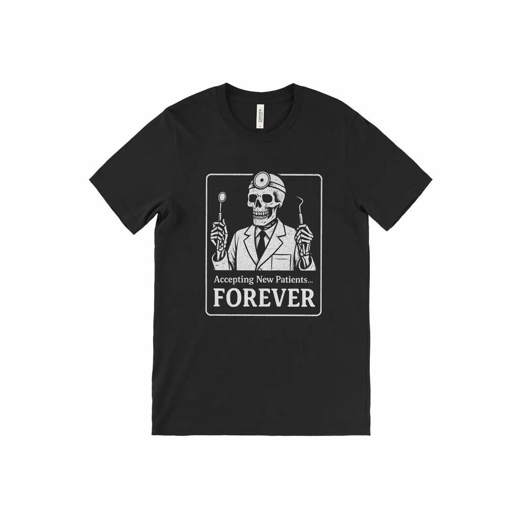 Dentist Skeleton T Shirt Funny Retro Halloween Accepting New Patients Forever Vintage Washed Versatile Streetwear Soft