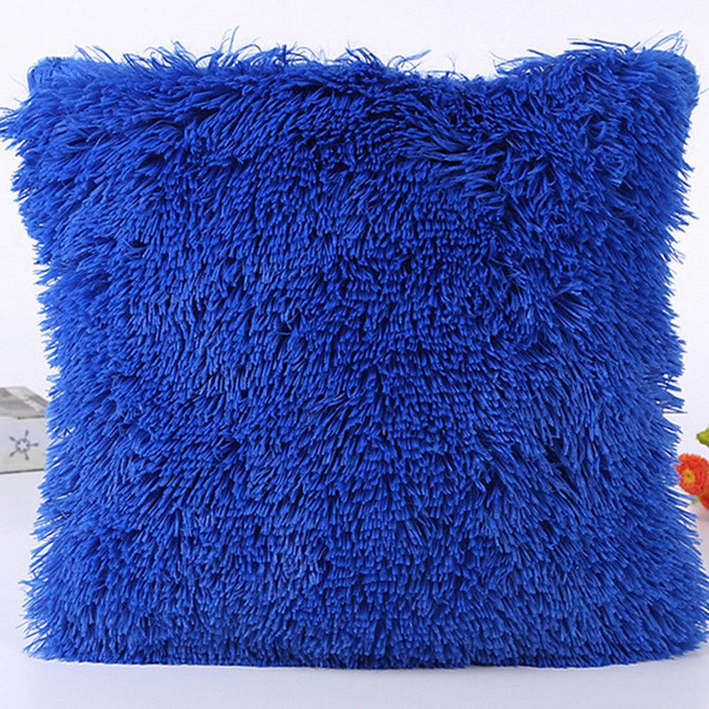 blue furry pillow