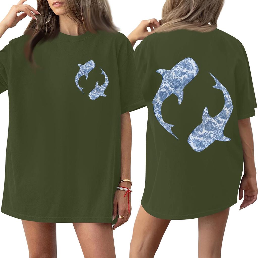 Top Tricou cu Mânecă Scurtă Imprimat cu Gât Rotund pentru Femei