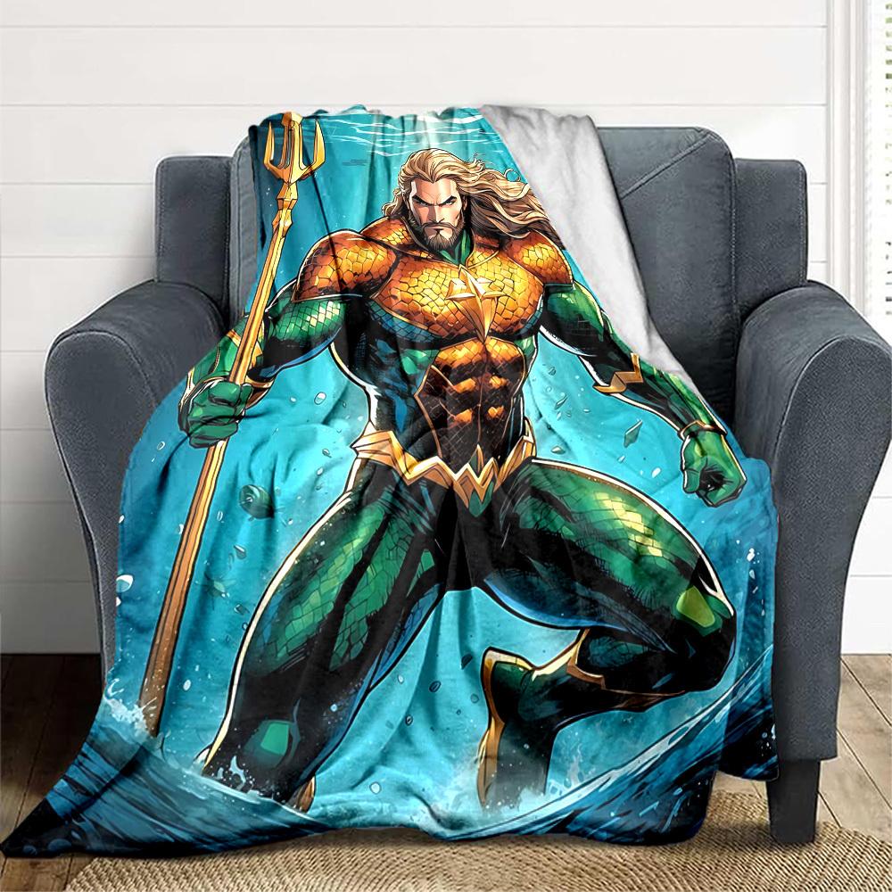 1pc Aquaman, Trident Flannel Throw Blanket Soft, Warm & Cozy for Couch, Bed, Office, and Travel Versatile All Season Gift, Christmas present 80x120cm