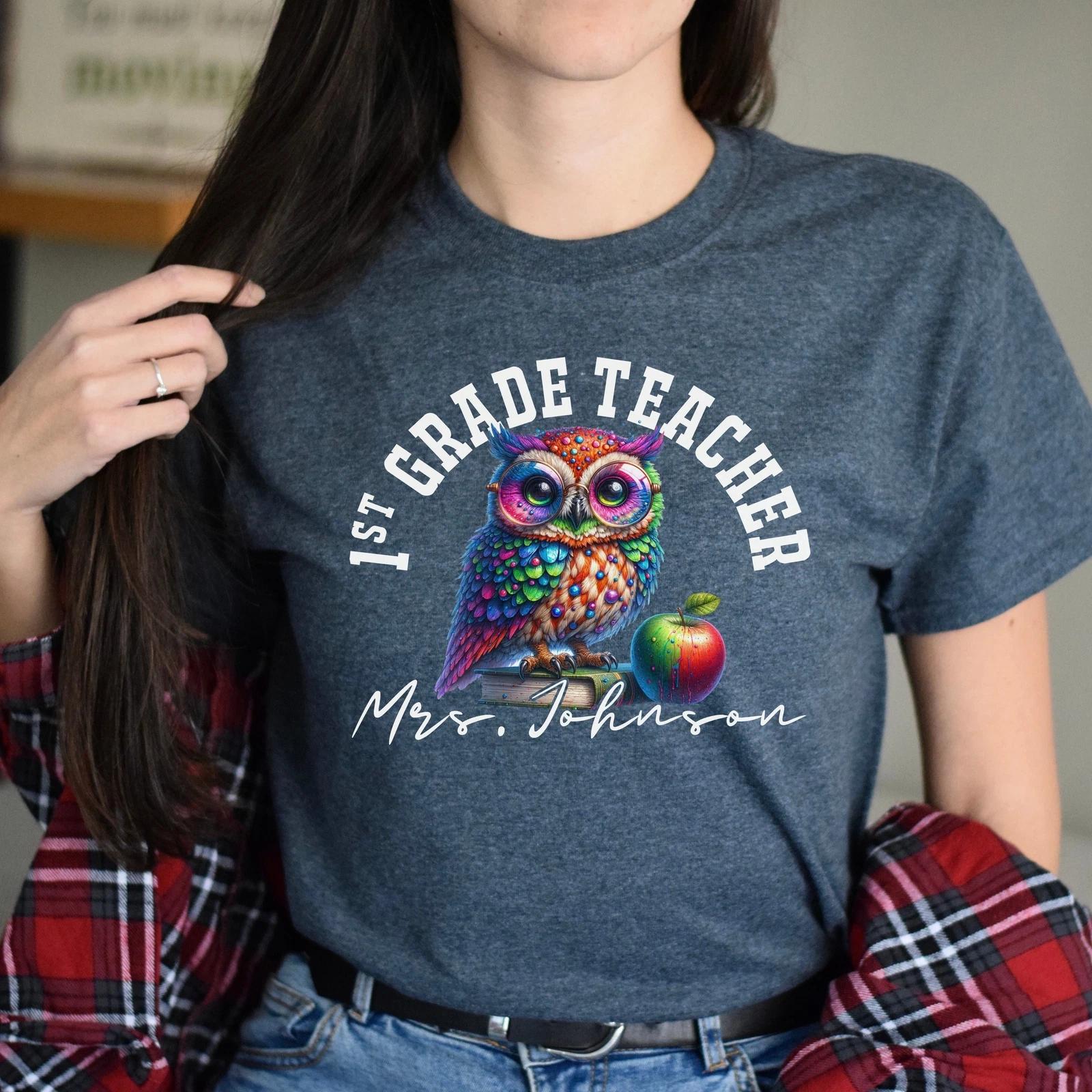 1st grade teacher funny Personalized Unisex T-shirt Custom First grade Black L