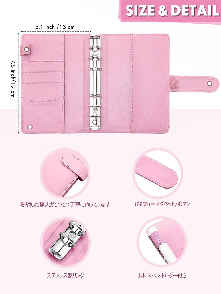 Costowns Plánovač systému A6 Rozpočtový pořadač na zip 6 8 Rozpočtový pořadač 40 Per 4 200 Kroužkový Memo Obchodní poznámkový papír 8 Obálka, Dírky, Kapsy, Náplně,