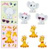 6 Photos/pack of Animal Face Change Stickers Cartoon Cute Little Animal Giraffe Turtle Tiger DIY Dress-up Stickers