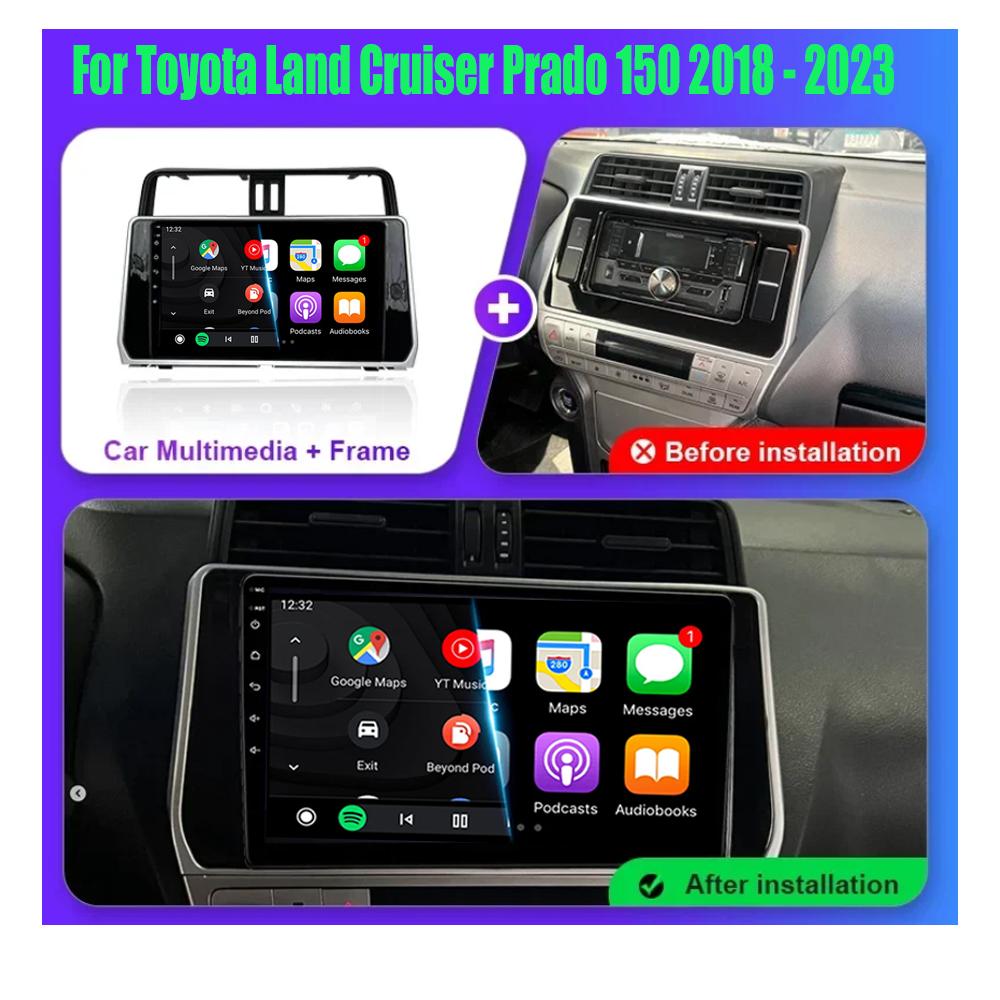 For Toyota Land Cruiser Prado 150 2018 2019 - 2025 Carplay 360 Camera Auto Android 14Car Radio Multimedia Player GPS Stereo Wifi