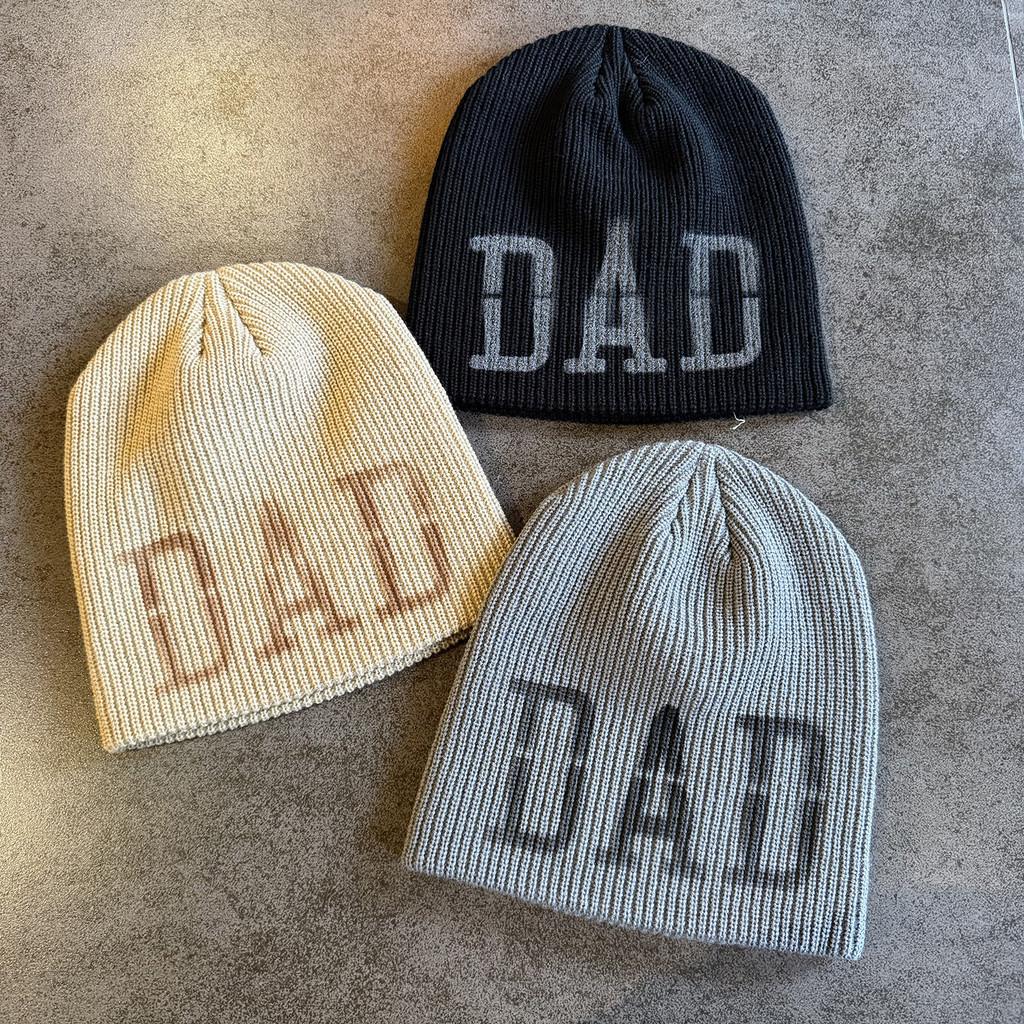 Knit Hat For Men Women With Handdrawn Alphabet Print Warm Street Style