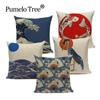 Vintage Surf Decorative Cushion Covers Japanese Style Pillow Cushion Decor Pillows For Home Custom Crane Fish Sofa Pillowcase