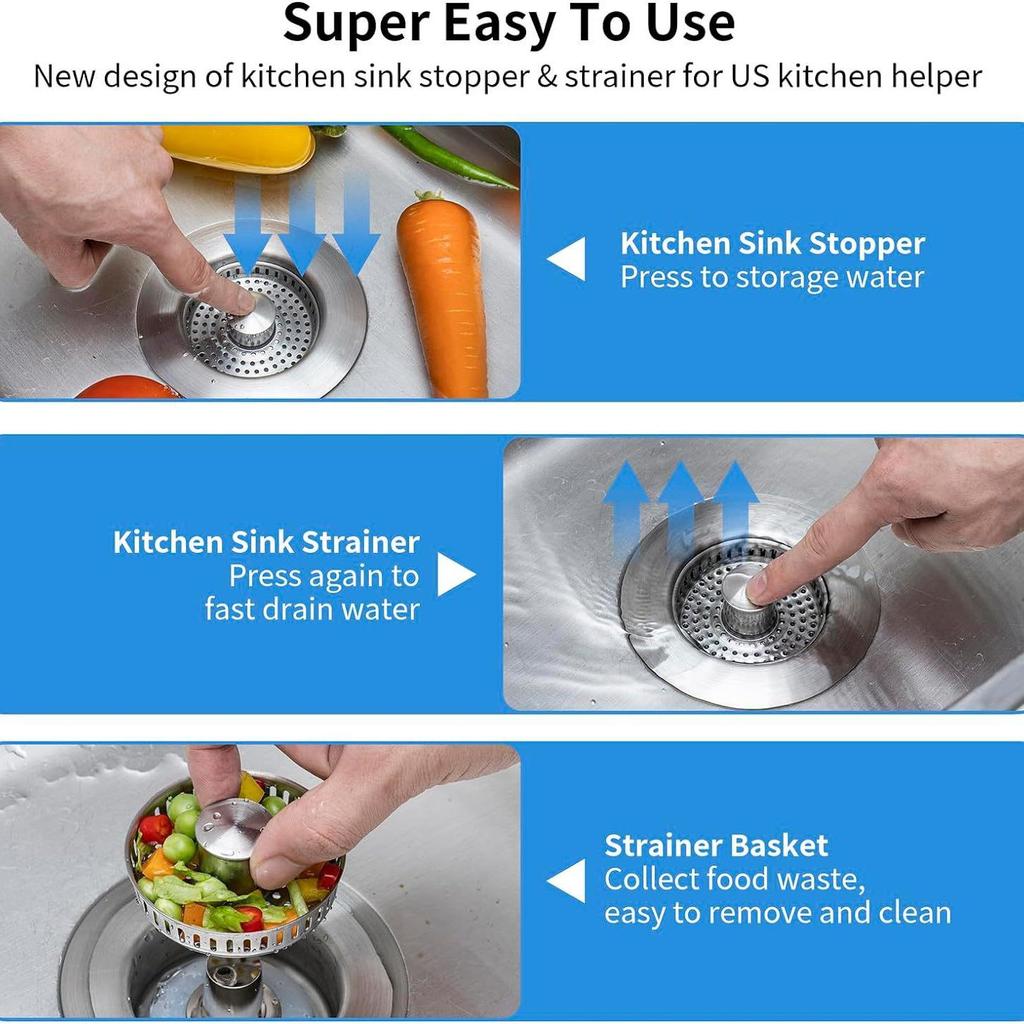 Stainless Steel Pop-up Anti-clog Kitchen Sink Drain Filter & Food Catcher Basket