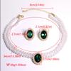 3 pieces of women's trendy double row pearl emerald earrings necklace jewelry set wedding banquet party holiday gifts