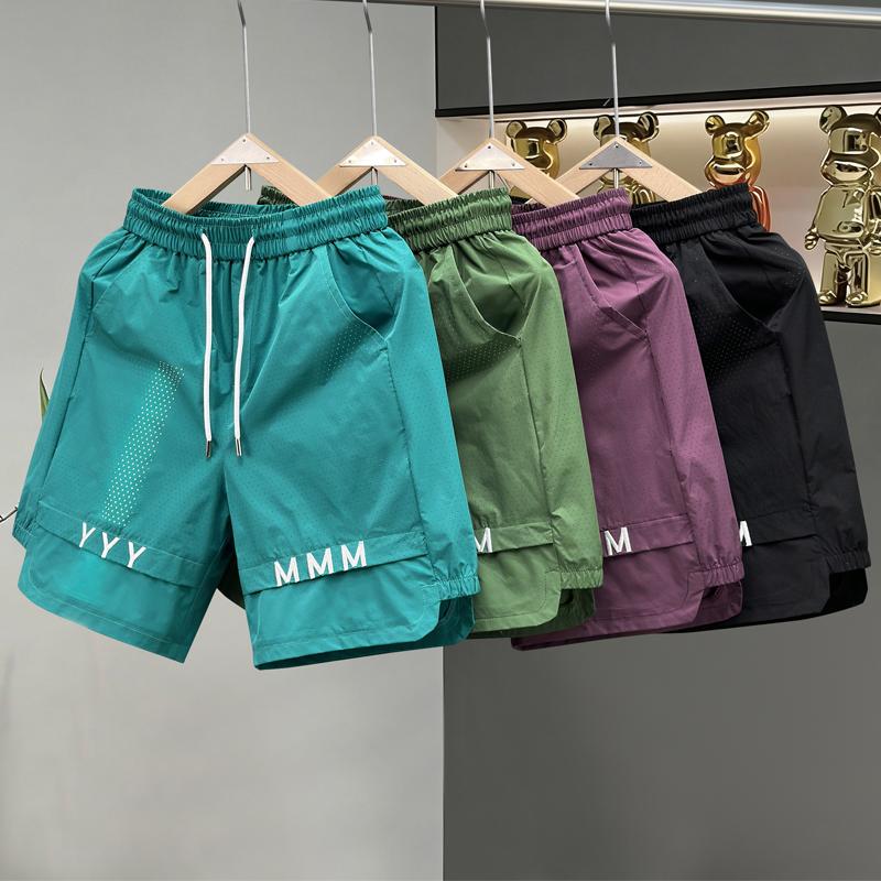 Men's Streetwear Perforated Shorts, Elastic Waist Quick Dry Casual Summer Shorts (M-5XL)