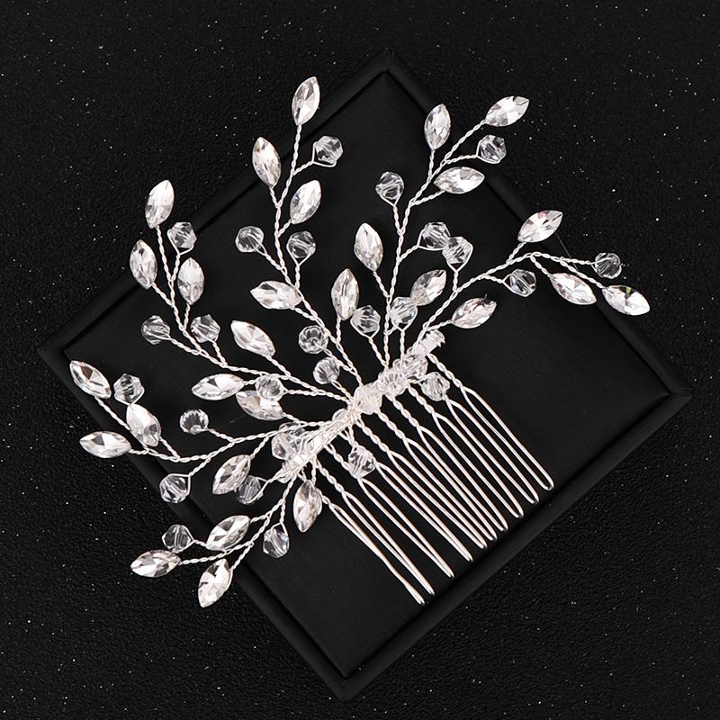 Silver Color Crystal Women Hair Combs Headwear Bridal Hair Clip Wedding Hair Accessories Rhinestone Hair Combs Women Handmade