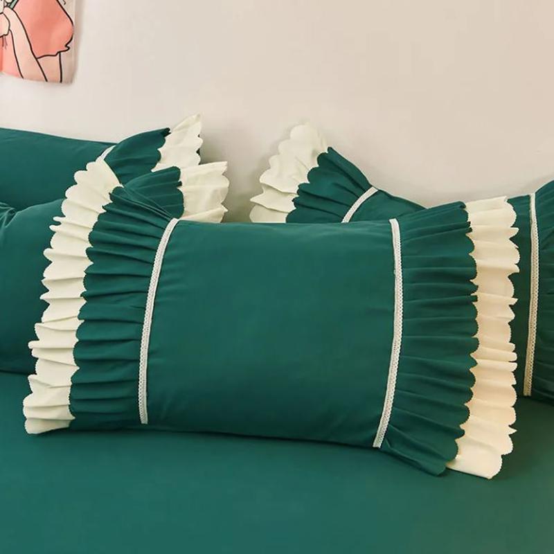 Dva jednobarevné krajkové povlaky na polštáře Brusný povlak na polštář vhodný k pokožce Jednoduchý a dvojitý dětský povlak na polštář Vnitřní vložka