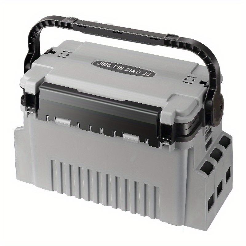 

44*28*23 см 1 шт. Двошарова багатофункціональна надлегка коробка для зберігання рибальських інструментів, портативна коробка для зберігання рибальських інструментів із сидінням на відкритому повітрі. сірий