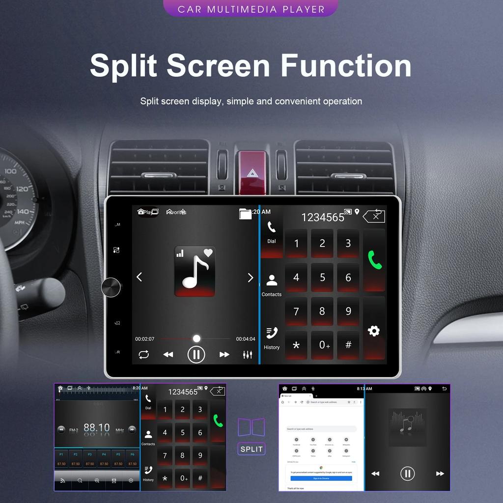 REAKOSOUND Universal 1 Din GPS Car Stereo Radio 10.4'' Android Vertical Screen Multimedia Player Carplay Android-auto WIFI RDS