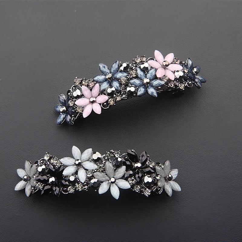 Retro Floral Spring Hair Clip - Elegant Horizontal Style for Women