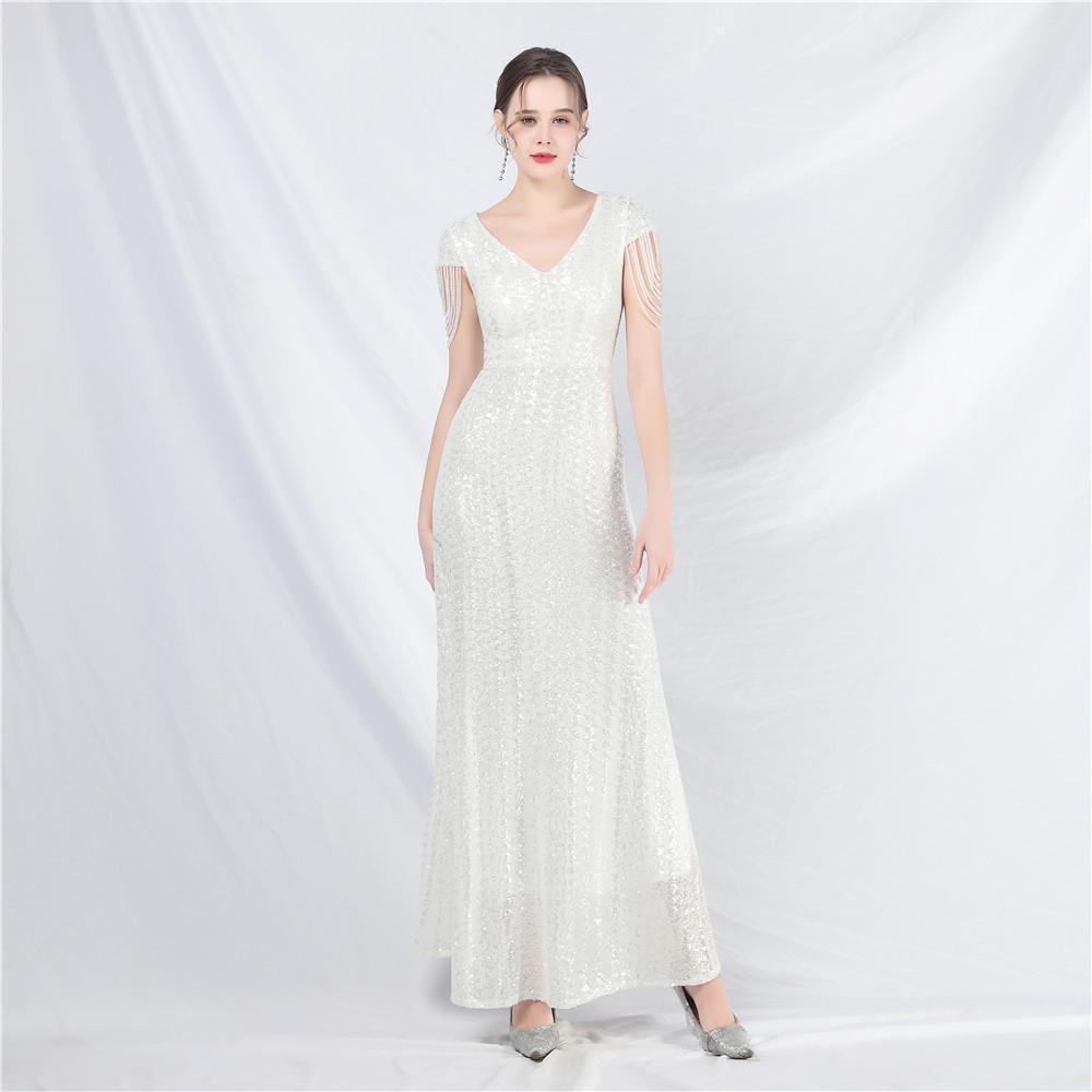 New A-shaped Pendulum Dress Skirt Craft Beaded Sequined Long A-shaped Evening Dress