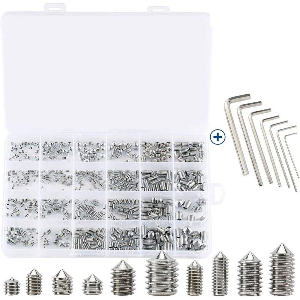 

667Pcs Cone Point Set Screws Headless Hex Socket Set Screws Allen Head Screws Bathroom
