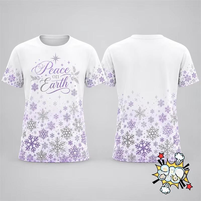 Summer Men's Christmas 3D Printed Crew Neck Short Sleeve T-Shirt