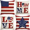New Home American Flag Letter Print Sofa Office Linen Pillow Cover Cushion Cover
