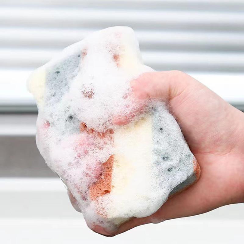 1/5/10pcs Color Dishwashing Sponge Wood Pulp Cotton Color Magic Cleaning Sponge Remove Rust Pot Brushes Kitchen Washing Tool