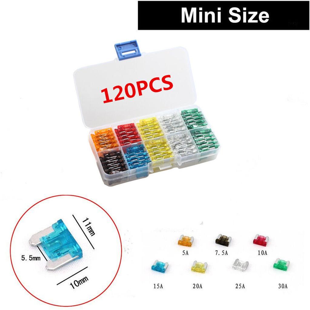 120 Assorted Car Truck Mini Low Profile Fuse 5,7.5,10,15,20,25,30 AMP Hot Sales