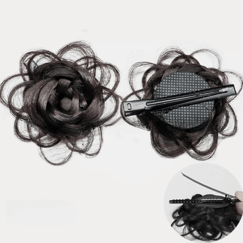 Invisible Claw Rose Hair Bun Fluffy Hairpiece Side Hair Clip Flower Hair Clip Hair Accessories