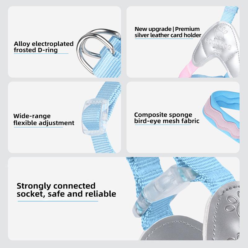 Fashion Breathable Dog Harness with Soft Padded Anti-escape Durable Adjustable Y- Shaped Pet Chest Strap for Comfortable Walking