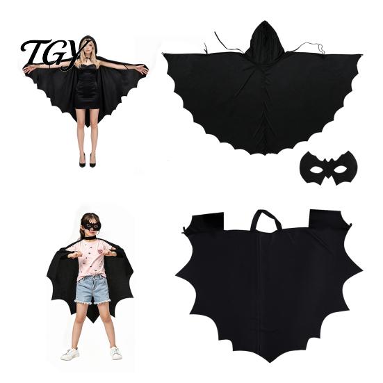 Langlebiges Kostüm für wiederholten Gebrauch Halloween Fledermausflügel Umhang, Kapuzen Umhang für Erwachsene und Kinder Cosplay Umhang für festliche Party Outfits Verstellbarer Halsriemen Umhang