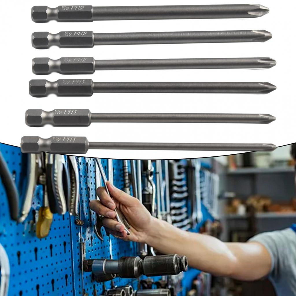 Home Screwdriver Bit 100mm Long 6Pcs/Set Cross Head