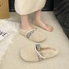 Retro versatile fashion design sense niche Mao Mao shoes women's 2025 autumn and winter new design sense outer wear cotton slippers