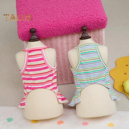 Rochie de vară pentru câini, cățeluș, fără mâneci, cu dungi, căpșuni, tricou, fustă Tutu, ținută de prințesă pentru animale de companie, pentru pisici mici și medii, câini