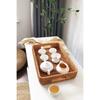 Panier de Rangement en Rotin Tissé à la Main Plateau Thé Fruits Étui Rond avec Poignée Plateau à Fruits pour le Thé de l'Après-Midi Panier de Rangement Plateau de Présentation Alimentaire