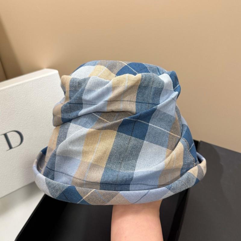 Plaid Irregular Bucket Hat Short Brim Sun Women Outdoor Casual Fashion