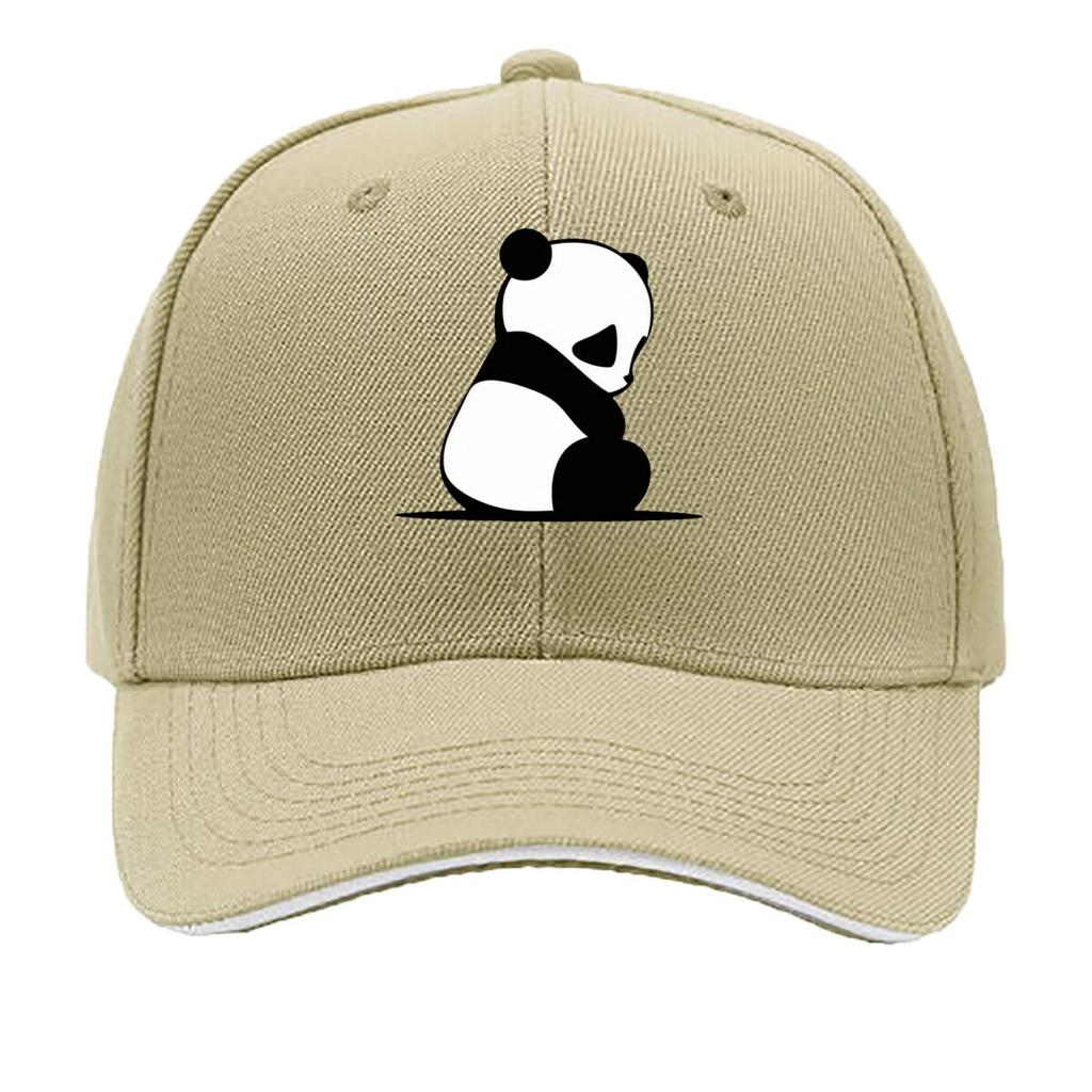 Cute Peeking Panda And Sitting Panda Illustration Sandwich Baseball Cap Sun Cap Outdoor Workouts Hat