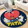 1PC Tata Character, BT21 Office Round Rug - Perfect for Office or Study Decor, Machine Washable, Non-Slip Backing, Decorative Floor Mat