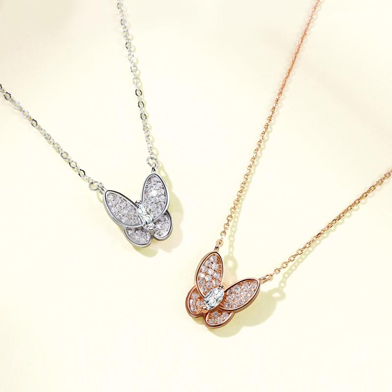 Butterfly Full Diamond Necklace Light Luxury Fashion Pendant Personality Niche Design Temperament Collarbone Chain Ins