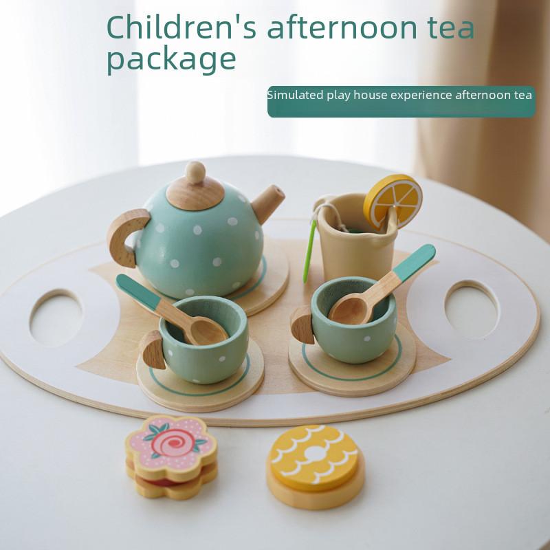 Children's Wooden Ice Cream Shop Pretend Play Dessert Set With Realistic Tea Accessories