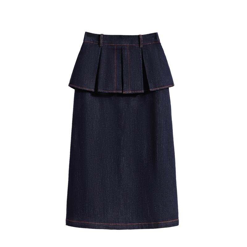 DIMANAF 2026 Plus Size Summer Denim Skirts Women Blue Fashion Jeans Lady High Waist Casual Elegant Skirt