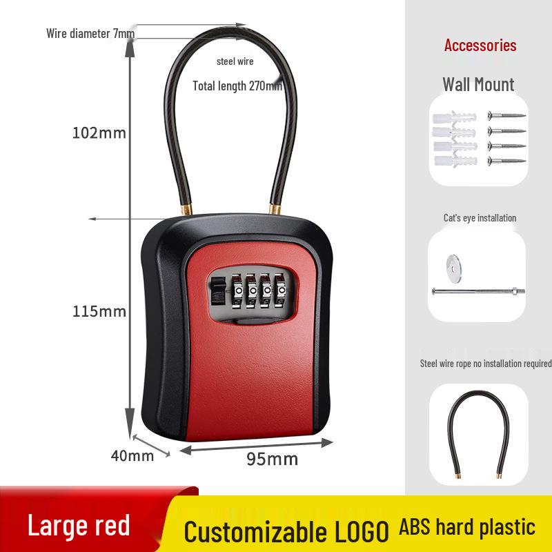 Wall-Mounted Key Lock Box for Temporary Sites with Peephole - No Drill Installation