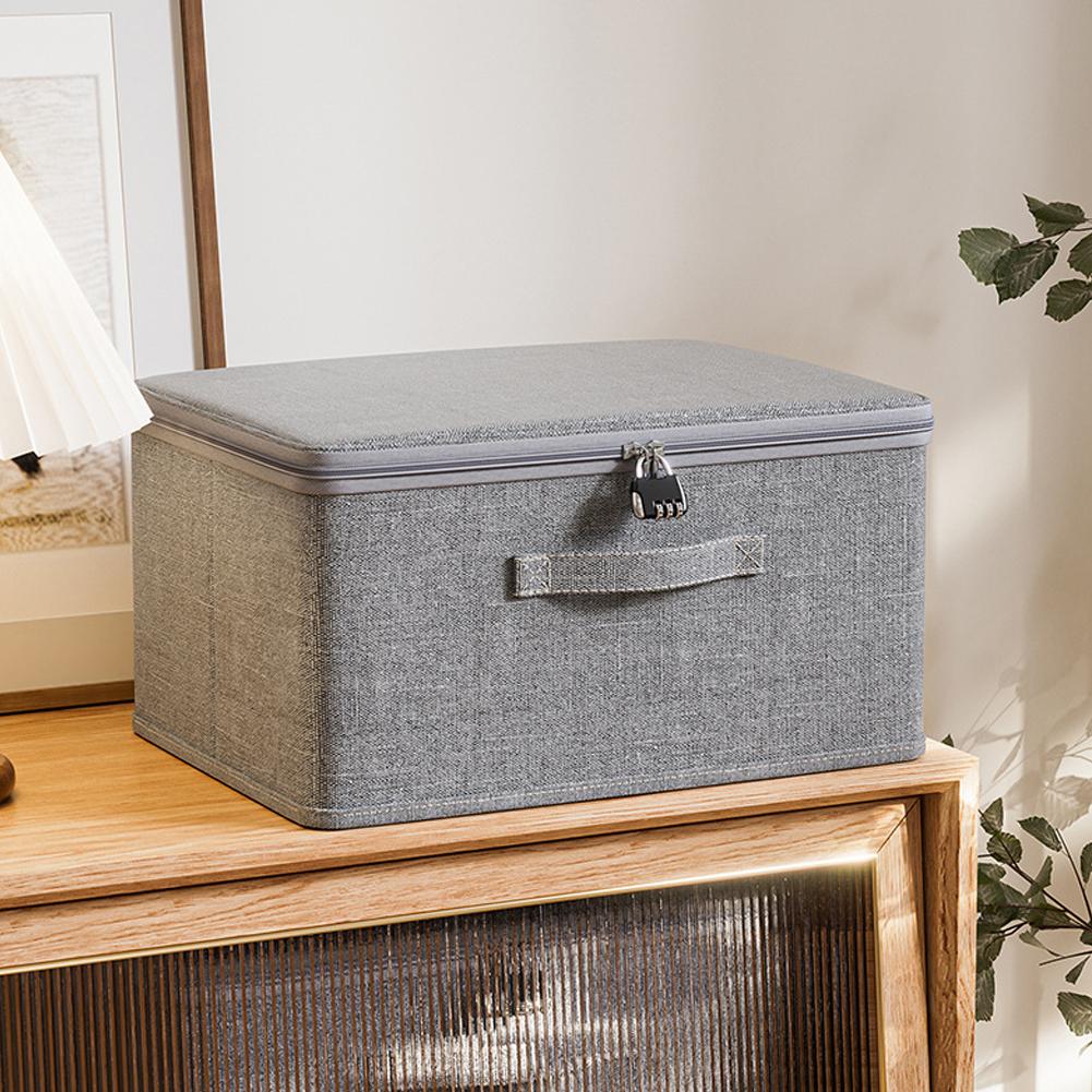 Large Capacity Lockable Storage Box with Cover Foldable Clothes Organizer With Password Lock Privacy Stackable Storage Organizer