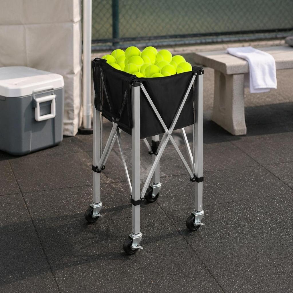 Racket Sport Sphere Trolley Aluminum Alloy Frame Foldable Carrier Easy