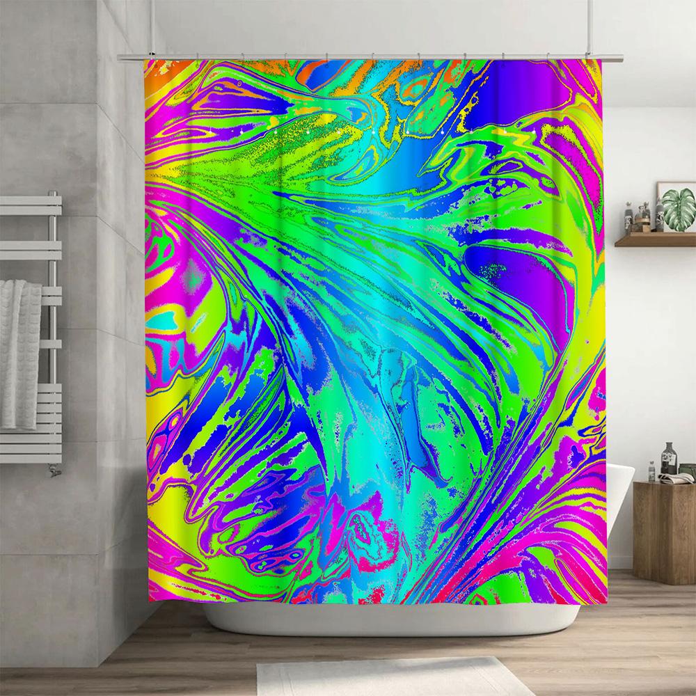 Rainbow Shower Curtain Bath Decor Printed Waterproof Fabric for Home Decoration Available In Various Sizes (Customizable Colors
