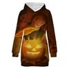Women's  And Winter Hooded Sweatshirt Dress Halloween Print Dress
