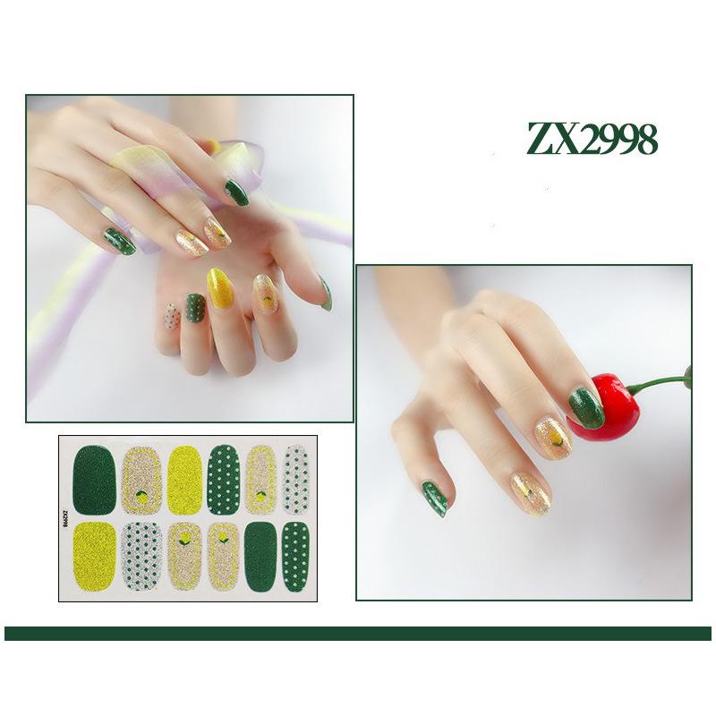 12-finger White No-Bake Nail Decal Fully Coated with Waterproof Long-lasting Nail Patch Simple Wind Nail Polish Adhesive