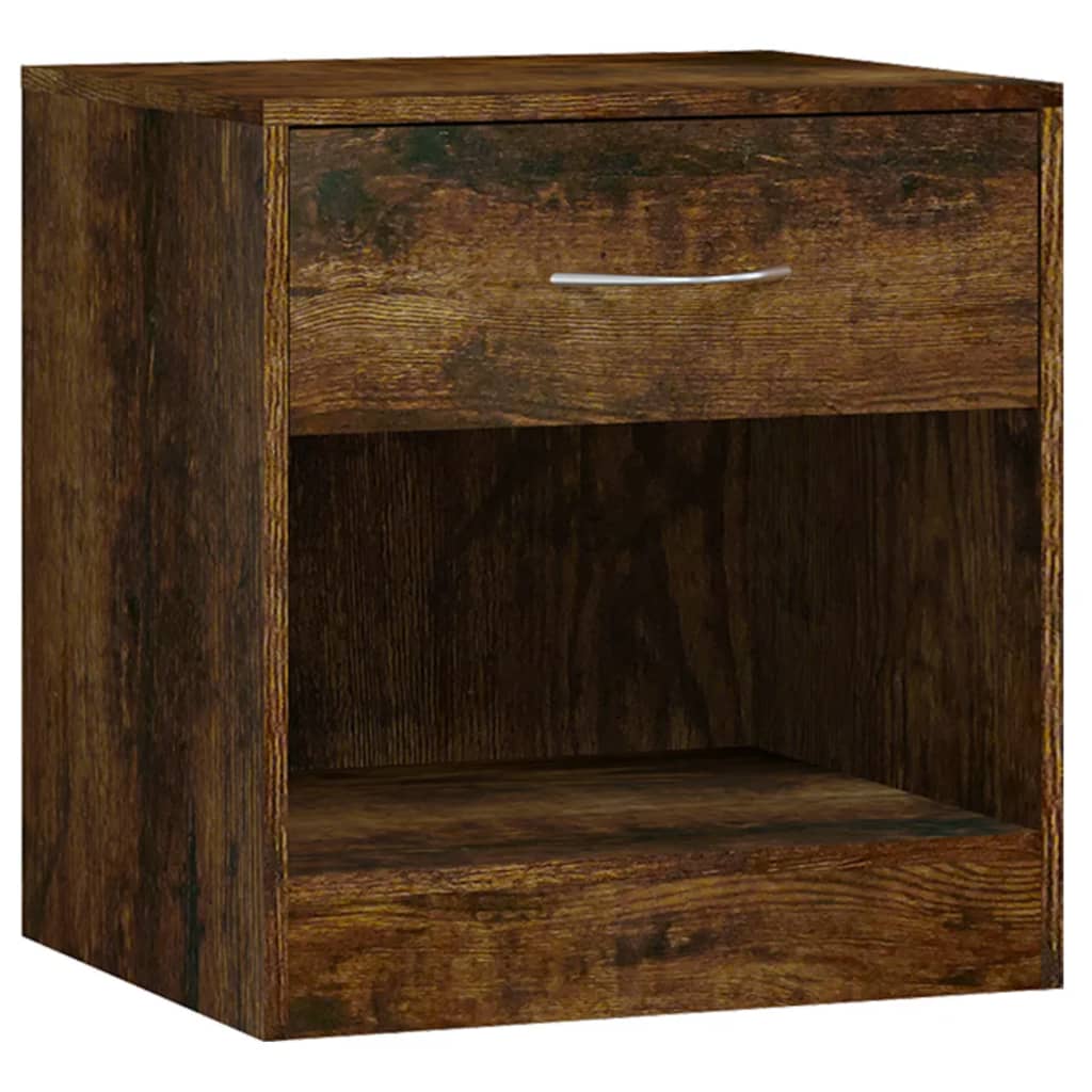 Nightstands 2 Pcs with Drawer Smoked Oak Finish