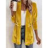 New Women's Double Breasted Decor Velvet Cardigan, Lazy Style Versatile Mid-length Top