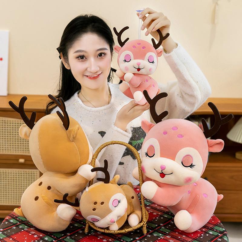 Cute Sleeping Deer Doll Children Comforting Elk Rag Doll Pillow Cute Sika Deer Plush Doll