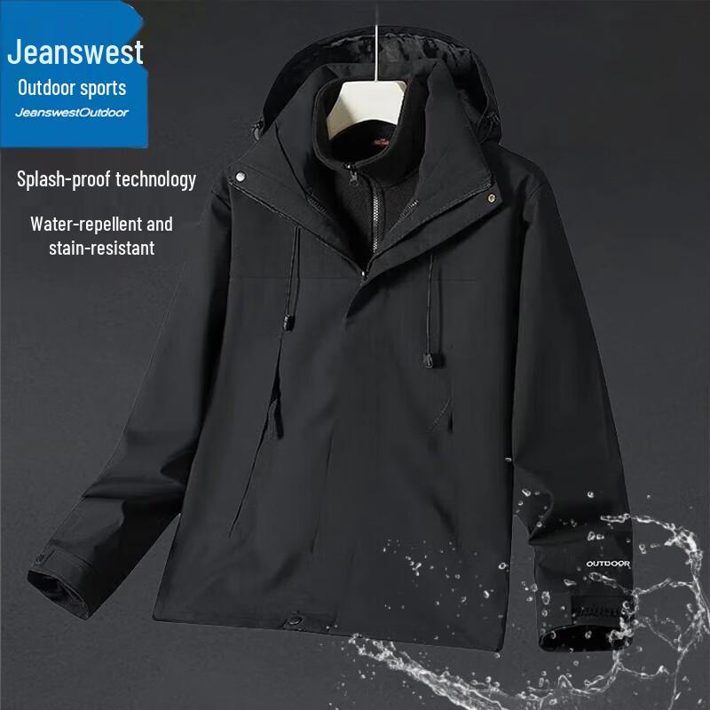 

Jeanswest Men s Autumn/Winter Detachable Hood Outdoor Windproof Warm Jacket L