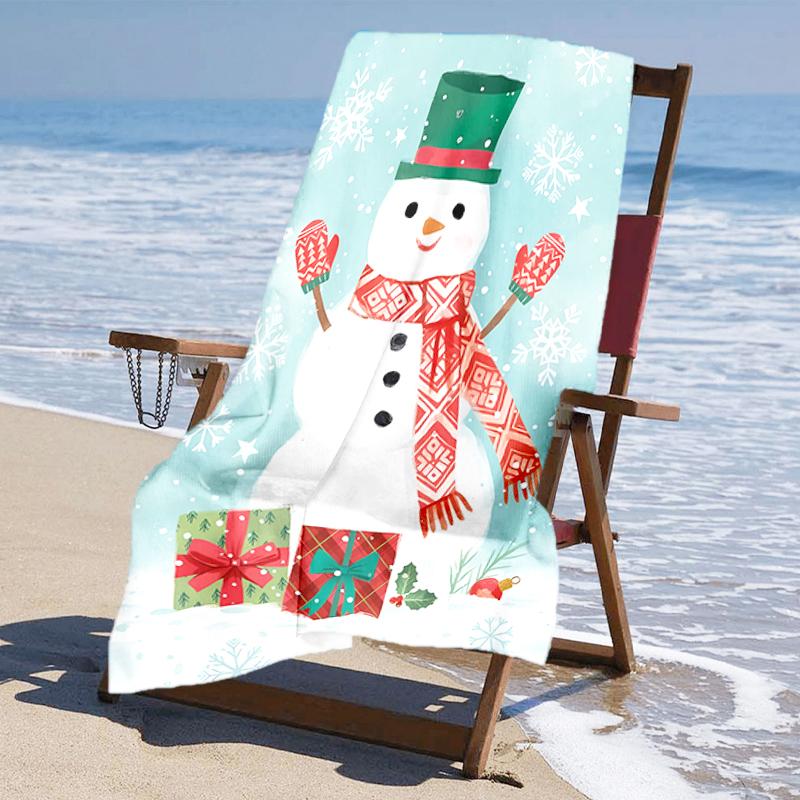 Ultra-Soft Beach Towel with Christmas Snowman Theme,Ideal for Pool - Camping, Diving - Perfect Travel Essential, Vibrant Beach Towel.